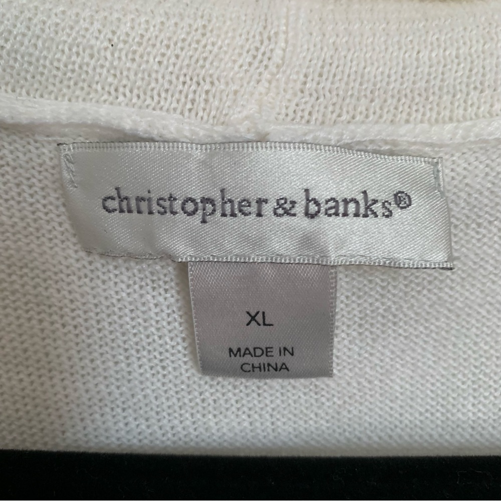 Christopher Banks xl white rolled collar sweater cardigan - Picture 3 of 3